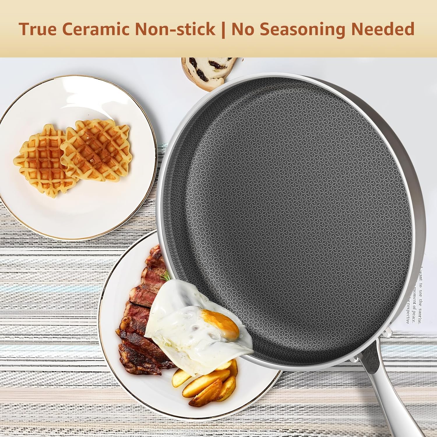 LOLYKITCH 12-Inch Tri-Ply Hybrid Nonstick Frying Pan with Lid photo 6