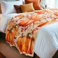 thumbnail image 2 of Fall Throw Blanket Pumpkin Leaves Plaid Flannel Blanket for Couch Bed Sofa, Soft Warm Autumn Blanket Fall Decor Cozy Home Atmosphere, 80"x60", 2 of 6