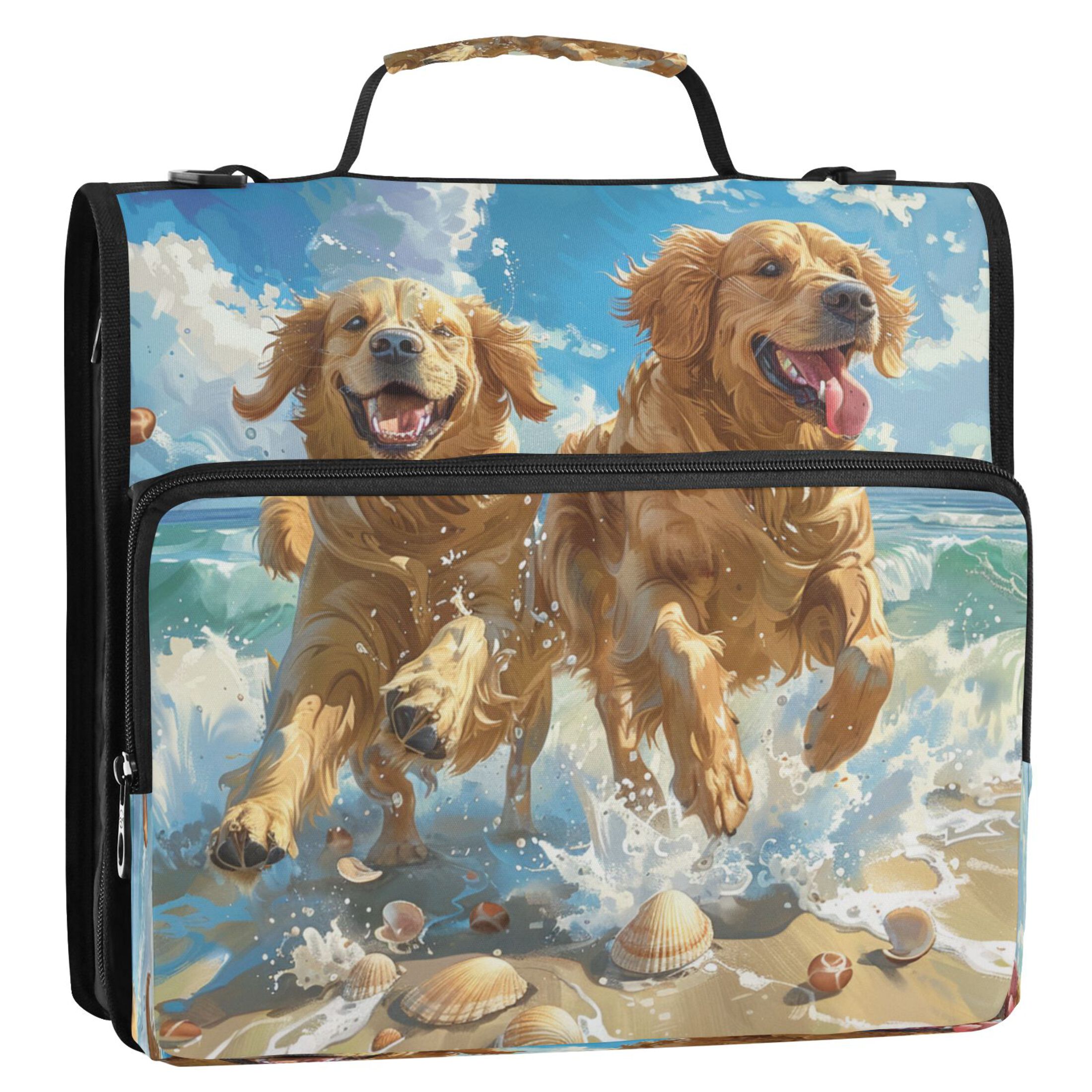 YAZAOO Zipper Binder trapper keeper Documents Organized Design Beach Buddies Splashing Fun Printed