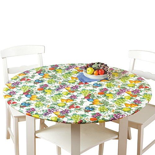 Collections Etc Fitted Elastic Table Cover Round Fruit Com Collections Etc Fitted Elastic Table, Round Elastic Table Covers