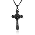 thumbnail image 2 of HZMAN Stainless Steel Saint St St. Benedict Crucifix Cross Pendants Necklace INRI (Black), 2 of 7