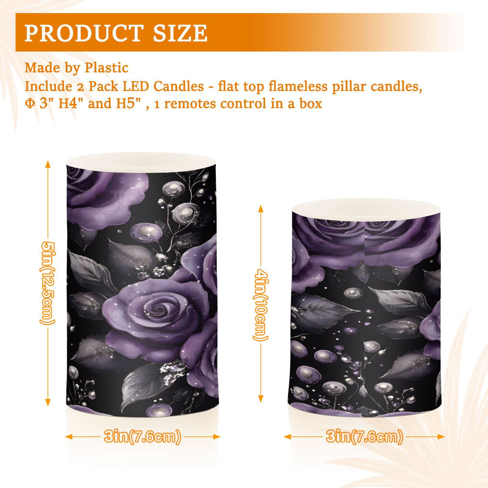 Yayeee Flameless Candles with Remote Flickering Battery Operated Multi Color Changing, Purple Roses