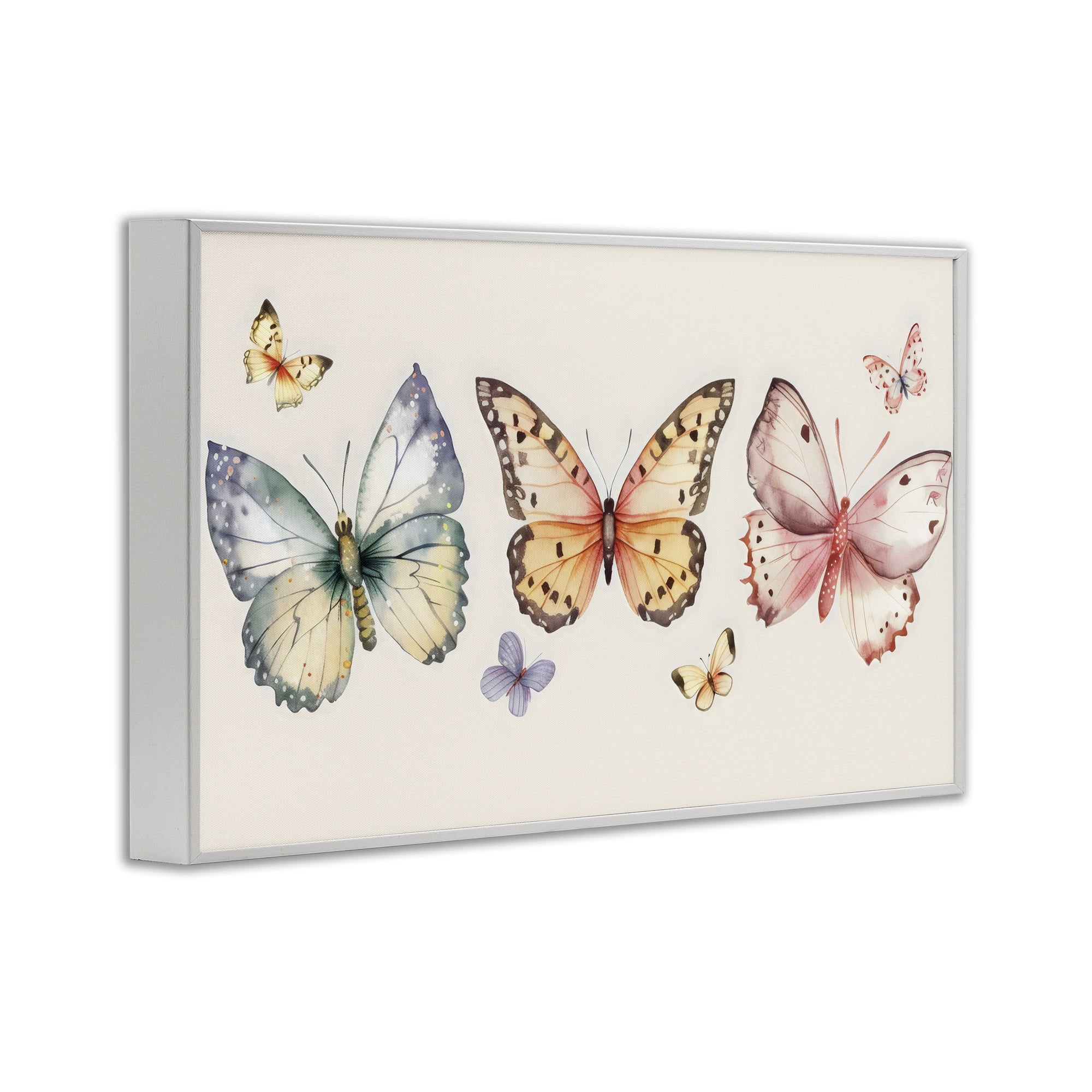 Stupell Industries Graceful Butterfly Trio White Framed Giclee Art, design by Creative Studio