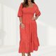 thumbnail image 5 of Vestido Puff manga Bodycon Maxi vestido sin espalda mujer Sexy vestido plisado traje de vacaciones Cgtredaw Naranja T XL para Mujer, 5 of 6