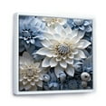 thumbnail image 2 of Designart "Delightful Blossom Of Blue And White Dahlias I" Dahlia Floater Framed Canvas Art Print, 2 of 5