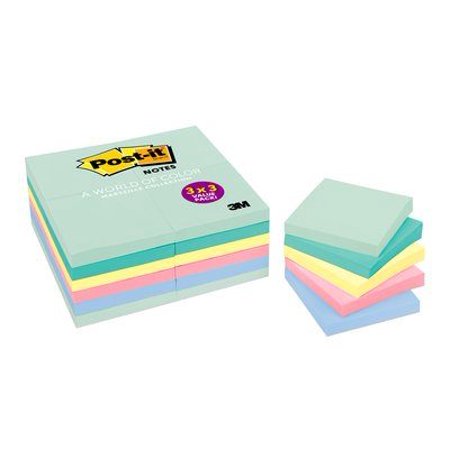 Post-it Original Sticky Notes Marseille Collection Cabinet Pack, 3" x 3", 24 Pads per Pack, 100 Sheets per Pad