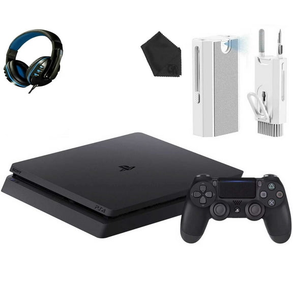 Restored Sony 2215B PlayStation 4 Slim 1TB Gaming Console Black, Headset With Cleaning Kit (Refurbished)