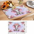 thumbnail image 6 of Cute Elephant Placemats Set of 6 Spring Floral Botanical Animal Watercolor Place Mats Indoor Wipeable Table Mats Washable Cloth Dining Table Placemats for Kitchen Holiday Party Home Decor 13x19 Inch, 6 of 9