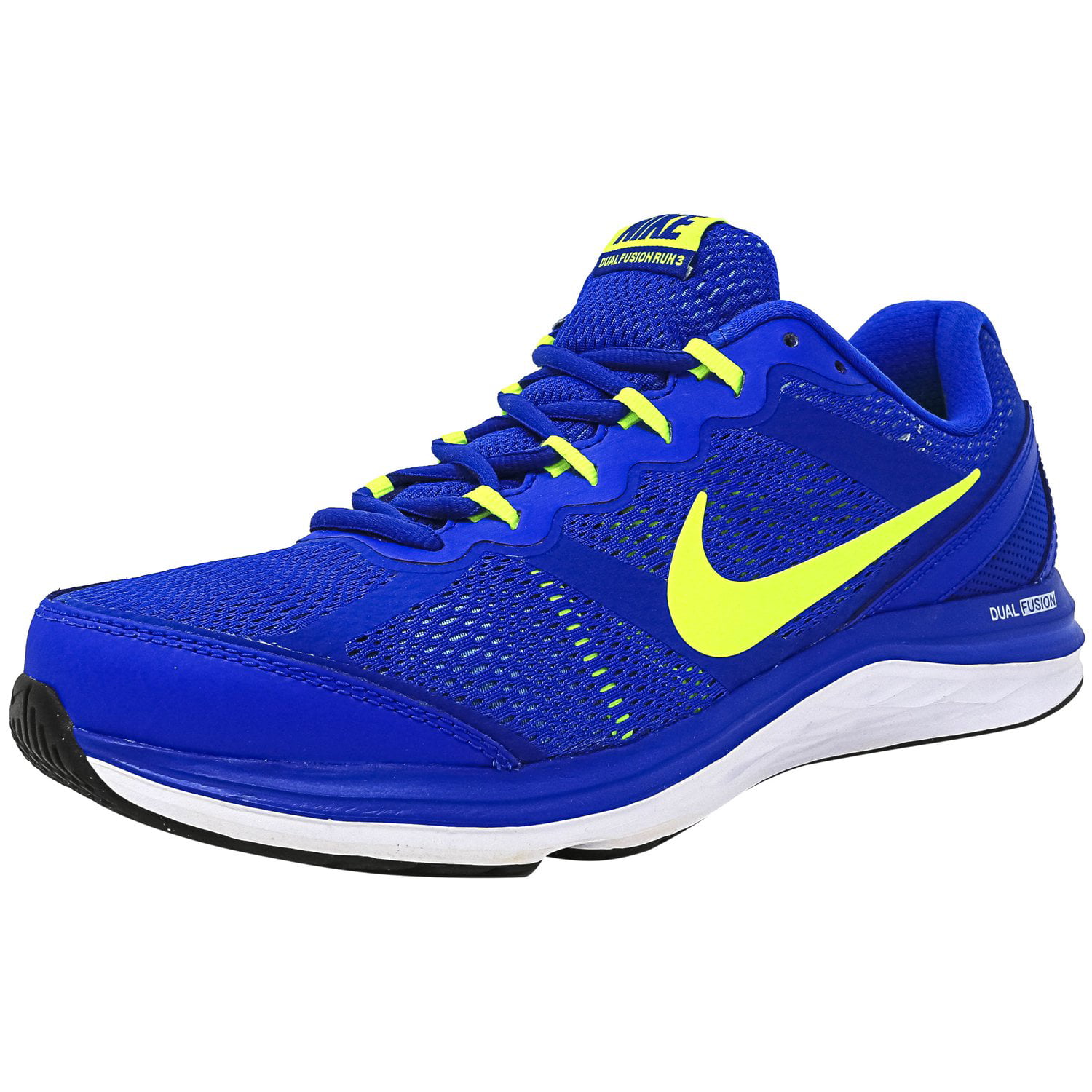 Nike Men's Dual Fusion Run Hyper Cobalt / Volt-University Ankle-High Mesh Running Shoe - 9.5M - Walmart.com