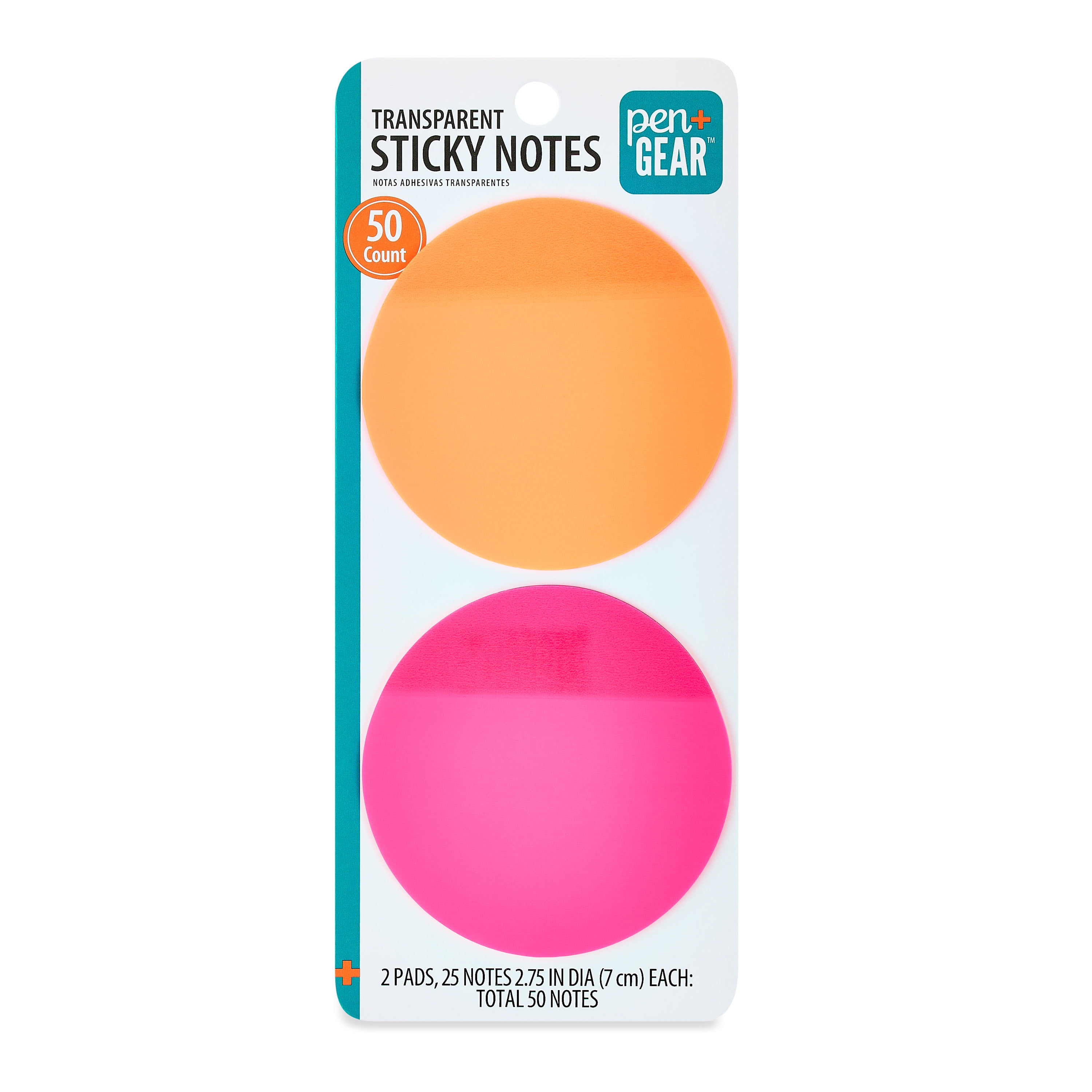 (4 pack) Pen + Gear Transparent Circular Sticky Notes,50 Count,Size 70mm