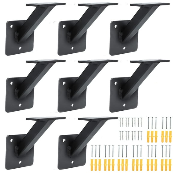 RealPlus Handrail Brackets for Staircase Heavy Duty Steel Stair Railing Brackets Stairway Support Hardware for Wood Flat Square Railings Pack of 8