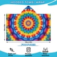 thumbnail image 2 of Colorful Tie Dye Floral Mandala Hooded Bath Towel，60"x35" for Ages 3 To 12 Kids, Quick Dry Lightweight Soft Microfiber Hood Beach Towel Cover Up for Kids, 2 of 7