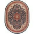 thumbnail image 3 of Transitional Area Rug (5'3'' x 7'3'' Oval) Border Navy, Beige Living Room Easy to Clean, 3 of 5