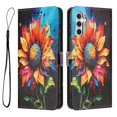 thumbnail image 2 of Leather For Samsung Galaxy A27 5G 6.7-inch Wallet Case Embossed Painted Butterflys&Flowers Pattern, With Card Holder,Wristband,Magnetic Clasp Kickstand Folio Cover,Color-1,For Galaxy A27 (5G), 2 of 7