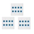 thumbnail image 1 of 3X Ethernet Wall Plate 8 Port - Double Cat6 RJ45 Network Cable Faceplate Female to Female - Blue, 1 of 7
