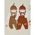 thumbnail image 3 of BemeyourBBs Baby Boy Thanksgiving Outfit Turkey Bowtie Romper Suspender Pants Hat, 3 of 9