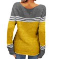 thumbnail image 4 of PEASKJP Women Autumn Winter Colorblock Pullover Sweaters Round Neck Striped Slim Fitting Knitwear Tops(Yellow,XXL), 4 of 6