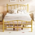 thumbnail image 1 of Full Bed Frame for Kids, Full Size Bed with Headboard and Footboard, Heart Shaped Platform Bed Frame, Heavy Metal Slat Support, Noiseless, No Box Spring Needed, Gold, 1 of 6