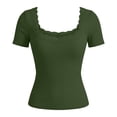 thumbnail image 4 of Women's T-Shirts Short Sleeve Crew Neck Basic Shirt Green Summer Clothes Womens Business Casual Tops, 4 of 4