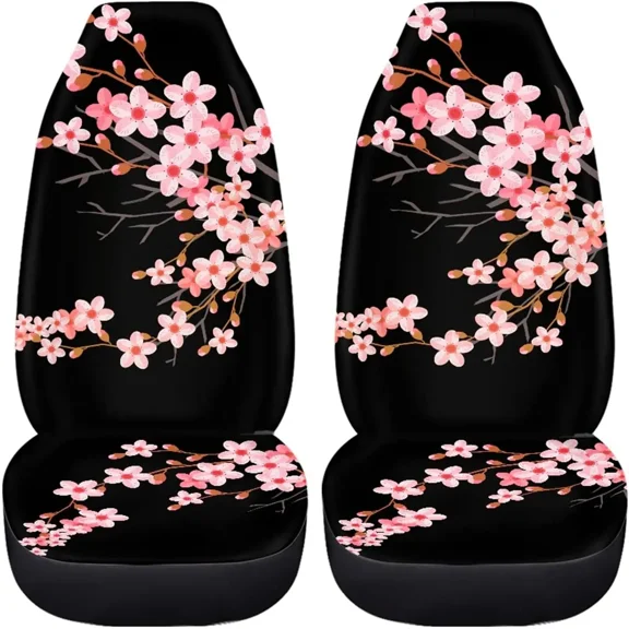Cherry Blossom Seat Covers Car Accessories 2 Pcs Set Vehicle Front Seat Protector Interior Protetors Car Mat Covers Universal