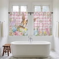 thumbnail image 4 of Easter Kitchen Curtain for Berdoom Living Room Cafe 54 Inch Length, Spring Rabbit Eggs Nature Botanicals Pink Plaid Tiers Curtains Light Filtering Drapes Window Treatment 2 Panels 52"Wx54"L, 4 of 8
