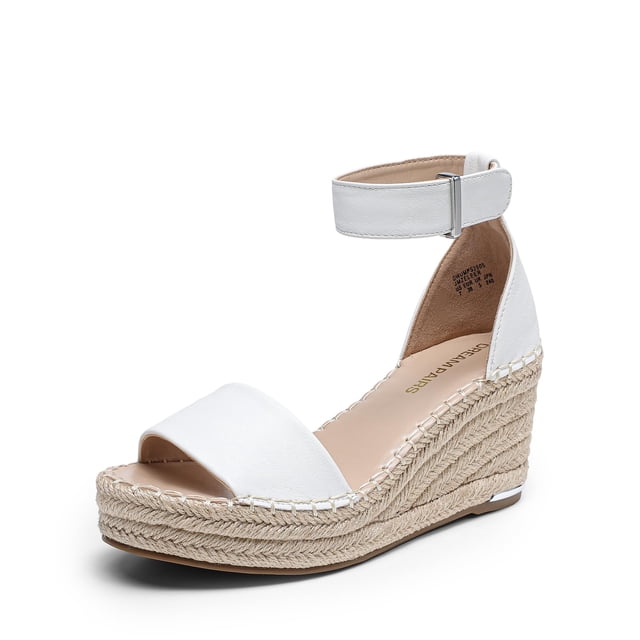 Sandalias Cuña Mujer DREAM PAIRS Blancas con Plataforma de Espadrille y Tacón de 7.5 cm