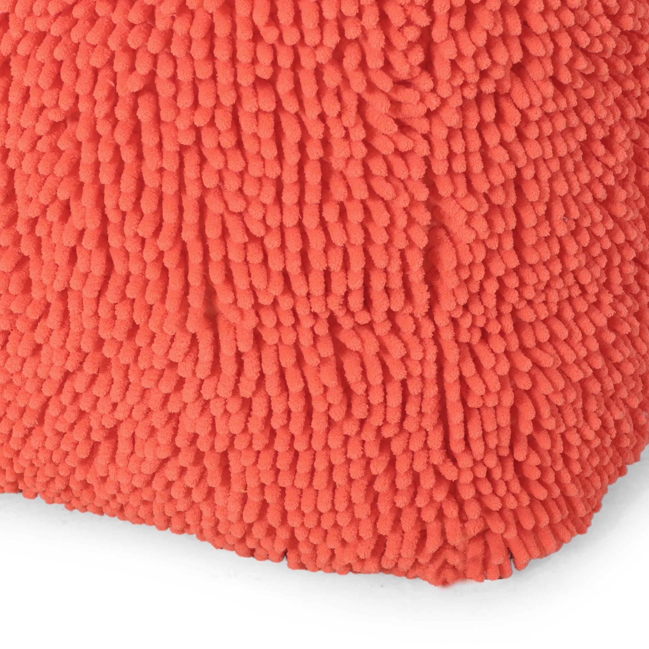 Noble House Cube Solid Plush Fabric Poufs, Orange