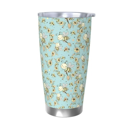 

Zeuib Cute Honeybees Printed 20oz Stainless Steel Insulated Car Cup Stainless Steel Thermal Cup Vacuum Insulated Leak-proof Travel Mug Cup-Without Straw