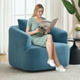 thumbnail image 5 of Barara King 360° Single Sofa Chair with One Soft Pillow and Teddy Fleece High-Resilience Sponge, Round Sofa Chair with No Assembly for Living Room, Bedroom, Apartment, Blue, 5 of 7