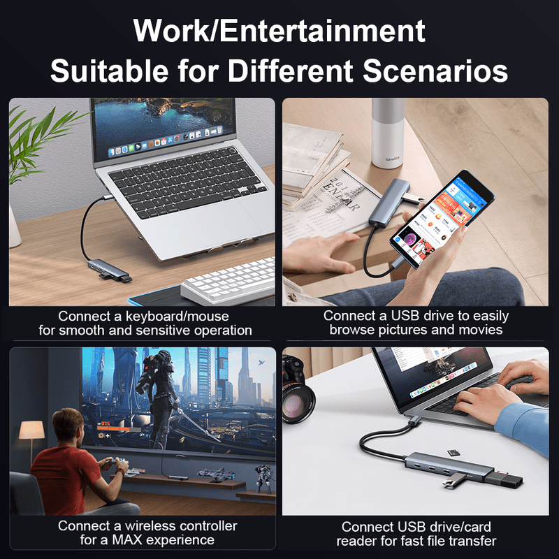 USB C Hub, 5 Port USB 3.2 Hub with 10Gbps Data Transfer and 5V USB-C Power, 2 USB-A & 2 USB-C Data Ports for MacBook Pro/Air, iPad Pro, iMac, Surface, XPS and More