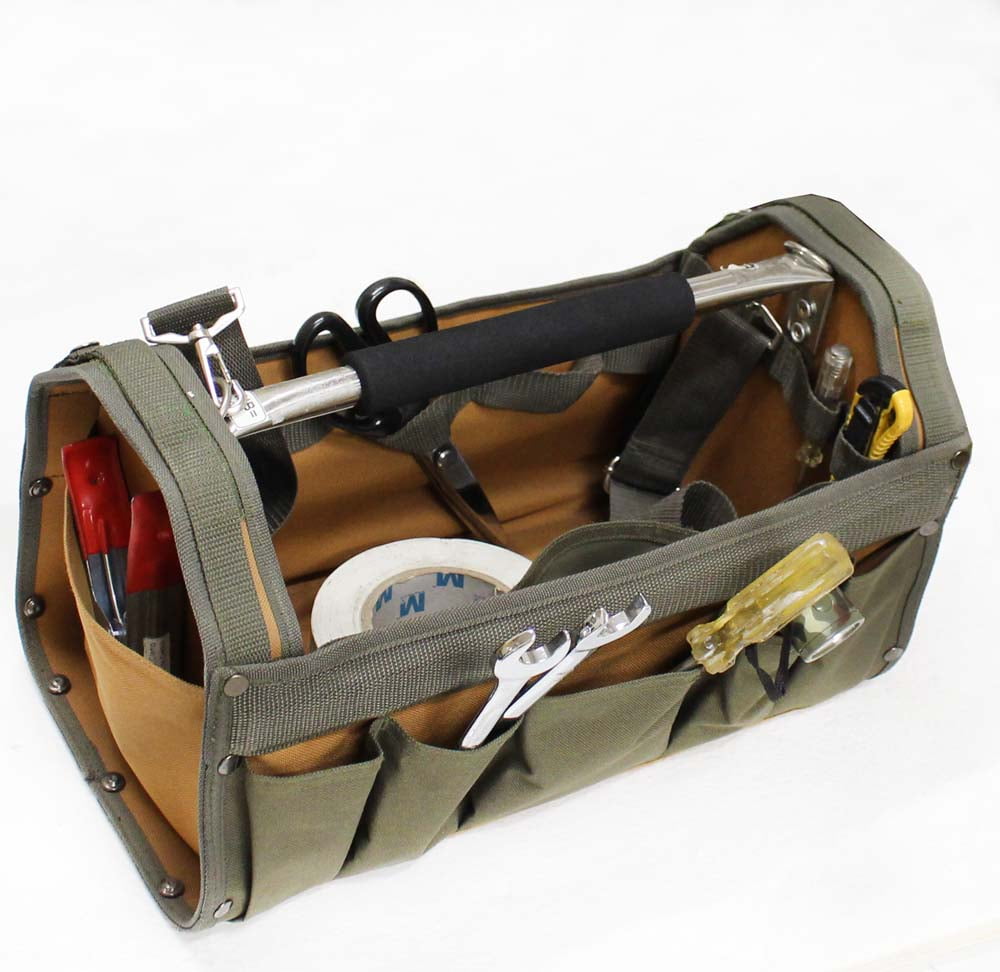 ToolUSA Gatemouth Hard Tote | 16" x 10" x 9" (40.6 cm x 25.4 cm x 22.9 cm) | Multi-Functional Tool Bag with Dual Carrying Options