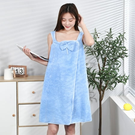 

JOLIXIEYE Women s Corals Fleece Bathrobe Light Button Design Water Absorption Breathable Extra Large Bath Wrap Towel New