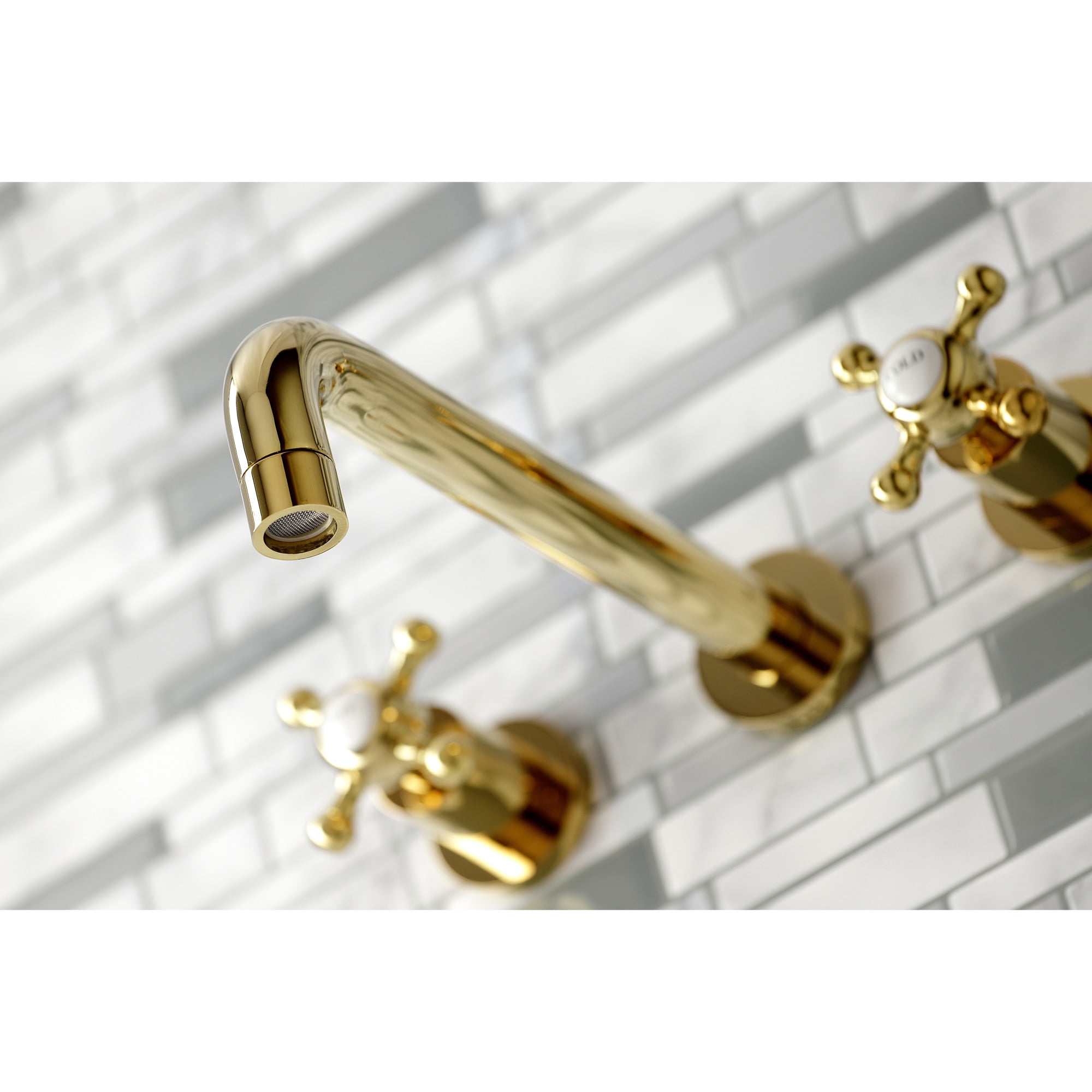 Kingston Brass KS8022BX Metropolitan Two-Handle 3-Hole Wall Mount Roman Tub Faucet in Polished Brass