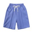 thumbnail image 5 of SGMVNU Boys Shorts Set Soft Cotton Short Sleeve Shirt and Matching Casual Shorts Solid Color 2 Piece Summer Outfits, Size 1-2 Years, Blue, 5 of 9