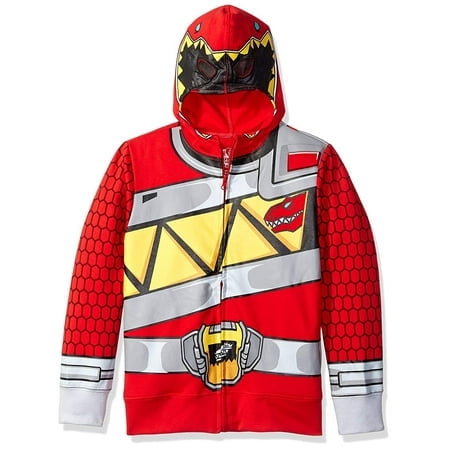 Power Rangers Boys Red Ranger Costume Hoodie - Sizes 4-7 Saban T Shirt, Red, Medium US