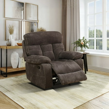 MAYEERTY Recliner Chair, Corduroy Fabric Reclining Chair with Adjustable Backrest for Living Room, Dark Brown