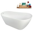 thumbnail image 6 of 59" Streamline B-500-229-PBR Soaking Glossy White Freestanding Tub and Tray With Internal Drain in Polished Brass, 6 of 15