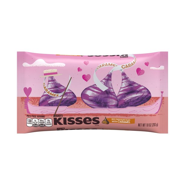 Hershey's Kisses, Valentine's Milk Chocolate Candy Filled with Caramel