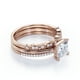 thumbnail image 3 of JeenMata Anillo de Compromiso Solitario de 2,5 Quilates con Corte Princesa, Engaste Pavé de 4 Puntas, Filigrana Art Déco Milgrain, Conjunto de Boda en Trío, Baño de Oro Rosa de 18 K sobre Plata, 3 of 6