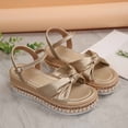 thumbnail image 5 of Eltusu Women Platform Sandals, Non-Slip Ankle Strap Open Toe Fashion Dress Sandals Shoes Gold Size 8.5, 5 of 9