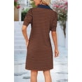 thumbnail image 6 of Women'S Summer Casual Striped V Neck Short Sleeve Flowy A Line Mini Dresses Coffee Nanny S, 6 of 8