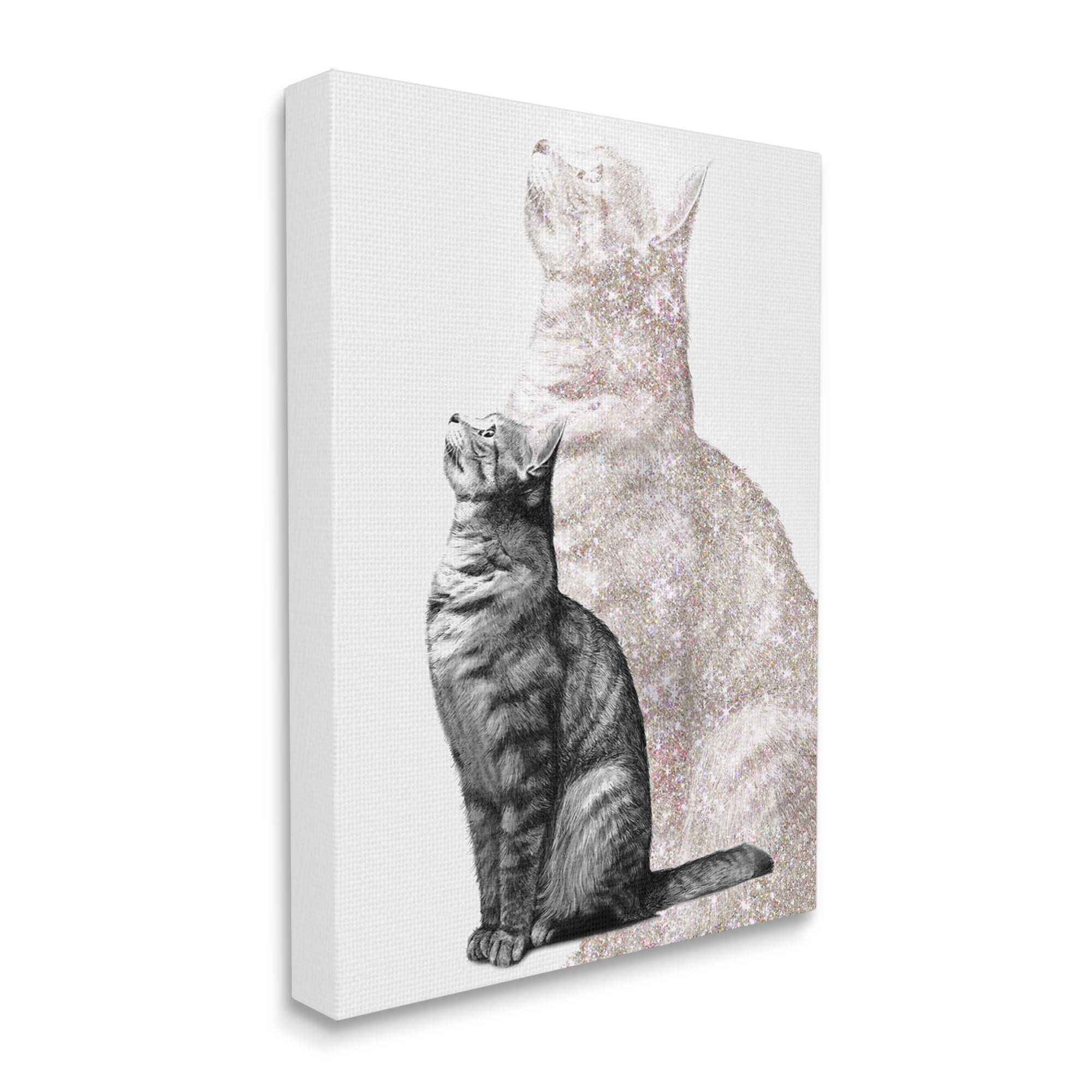Stupell Industries Stoic Striped Cat Sitting Glam Sparkle Silhouette Graphic Art Gallery Wrapped Canvas Print Wall Art, Design by Ziwei Li