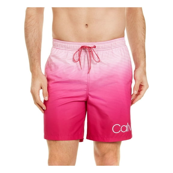 CALVIN KLEIN Mens Pink Drawstring, Regular Fit Quick-Dry Swim Trunks S