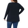 thumbnail image 4 of DARING DIVA Women's Plus Long Sleeve V Neck Button Loose Top 1X Dark Blue, 4 of 6