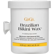 GiGi Brazilian Bikini Wax Microwave Formula, Painless, Residue-Free Hard Wax for Coarse Hair, Perfect for Sensitive Areas, 8 oz, 1-pack