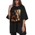 thumbnail image 4 of Plus Size Shirt for Women Black Tops for Women Short Sleeves Shirt for Women Easter T Shirt Crewneck Shirt for Women XL, 4 of 5
