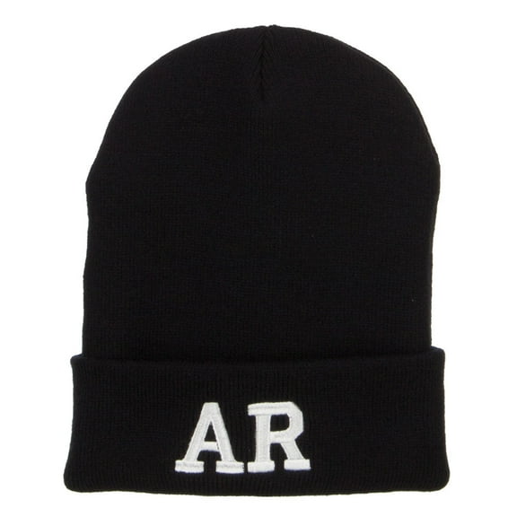 AR Arkansas State Embroidered Long Beanie - Black OSFM