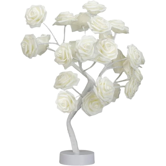 White Rose Lamp - Flower Night Light for Room Decor, Gift for Girlfriend, Mom, Valentine's Day, Birthday-dh