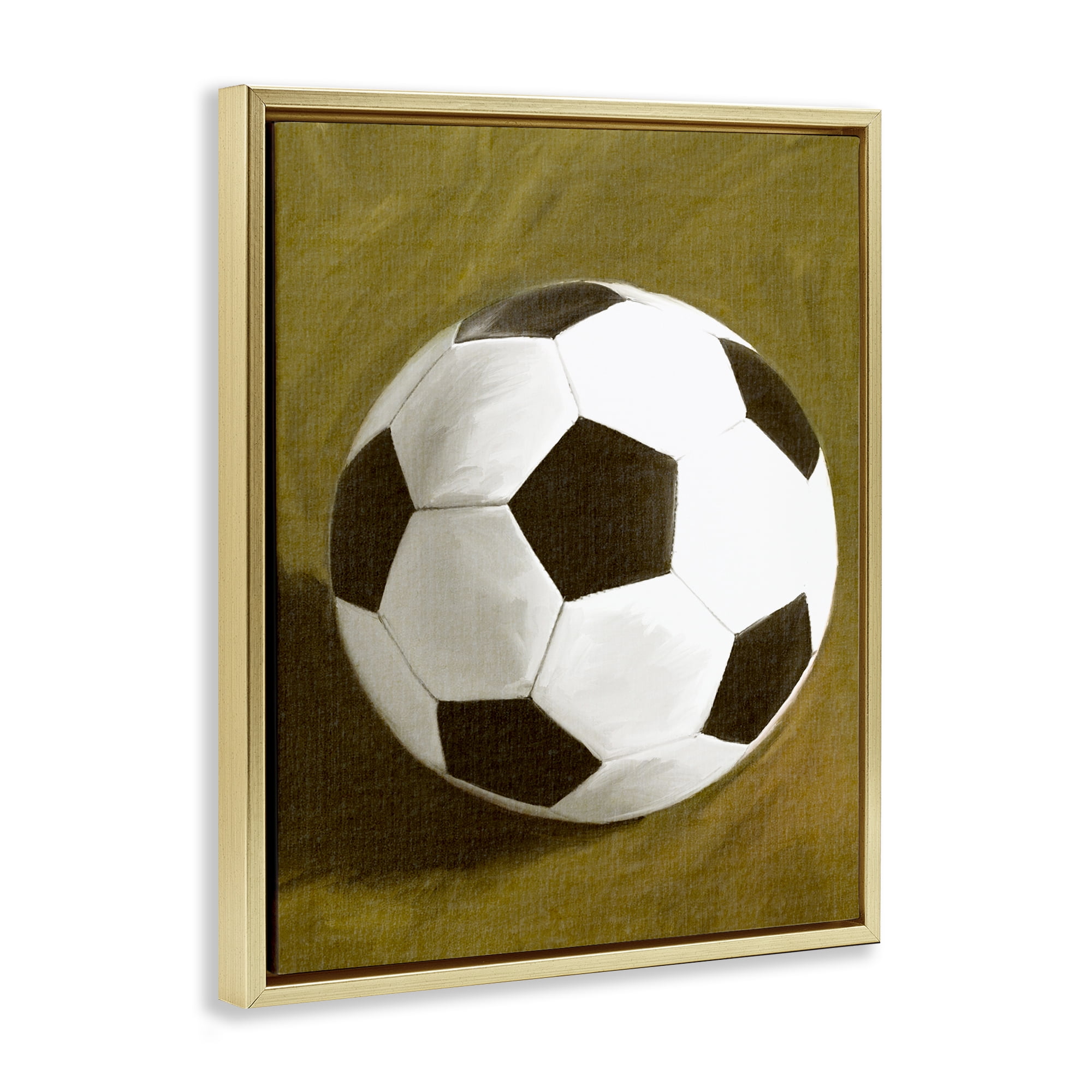 Stupell Industries Traditional Soccer Ball Sports Painting Gold Floater Framed Canvas Art Print Wall Art, 25 x 31