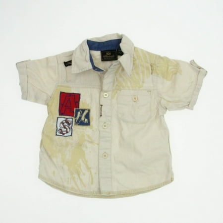 

Pre-owned: Akademiks Boys Tan Button Down Short Sleeve size: 12 Months (Good)